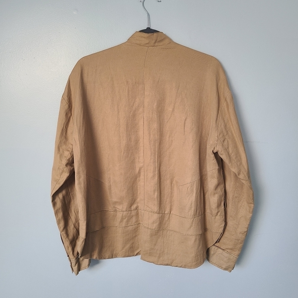Mango Size XS Tan Beaded Linen Utility Jacket - Picture 5 of 7